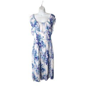 Floral Midi Dress With Ruffled Neckline & Sleeveless Design By Passports Pier 1